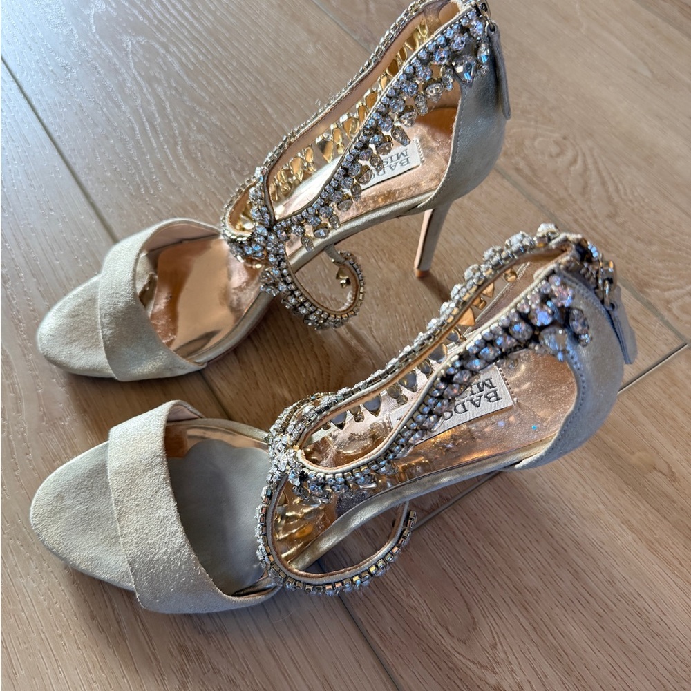 Badgley Mischka Silver Crystal Heels